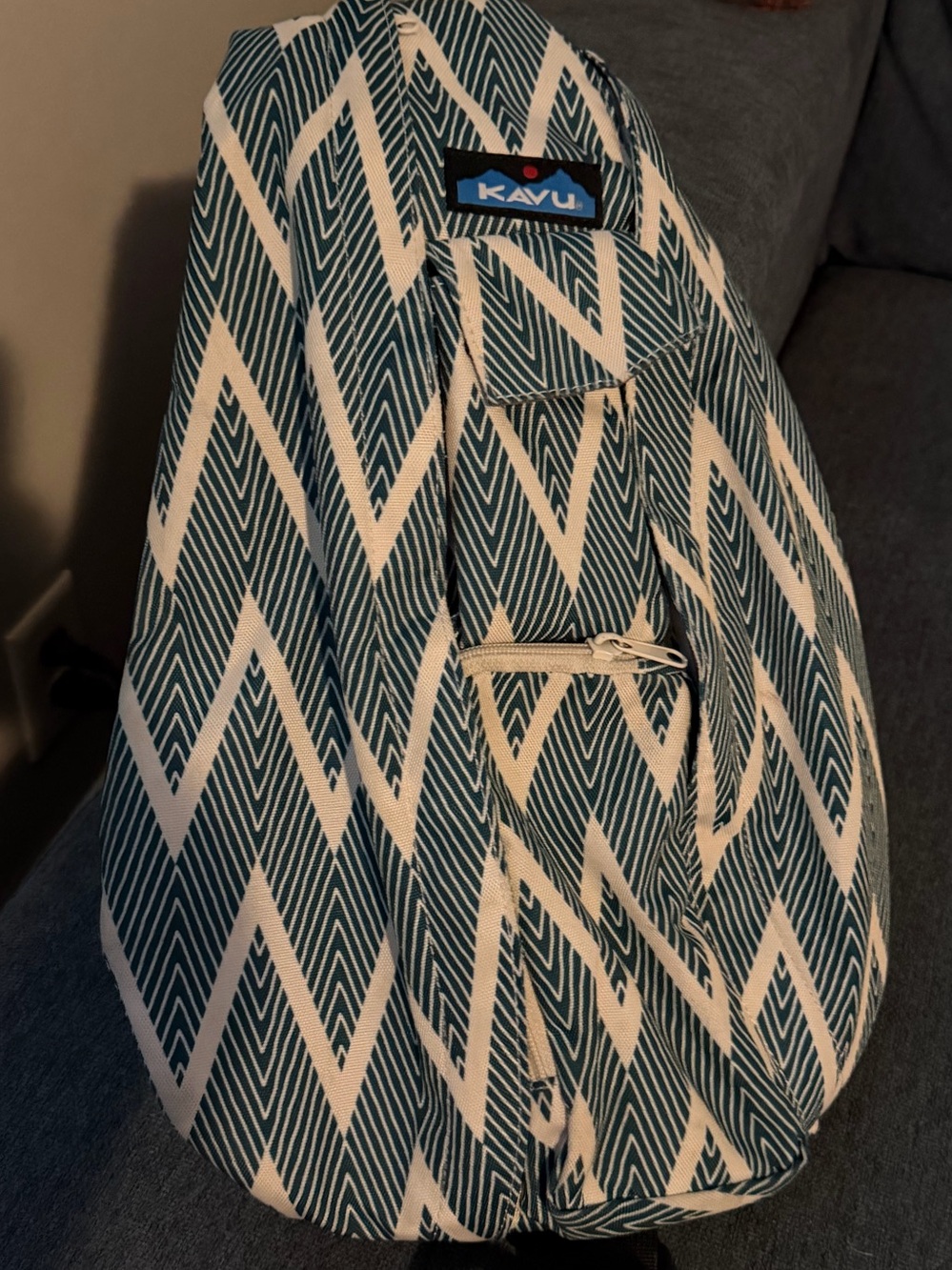 Kavu Teal & White Chevron Rope Sling Pack